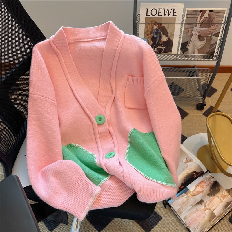 【outer】Vネックニットカーデ　M18388