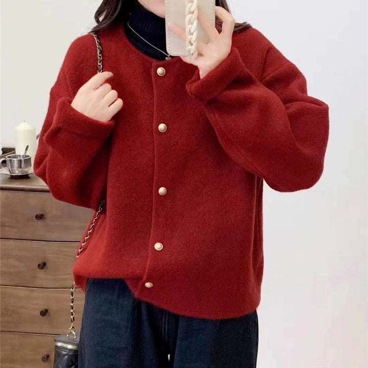 【outer】クルーネックニットカーデ　M25943