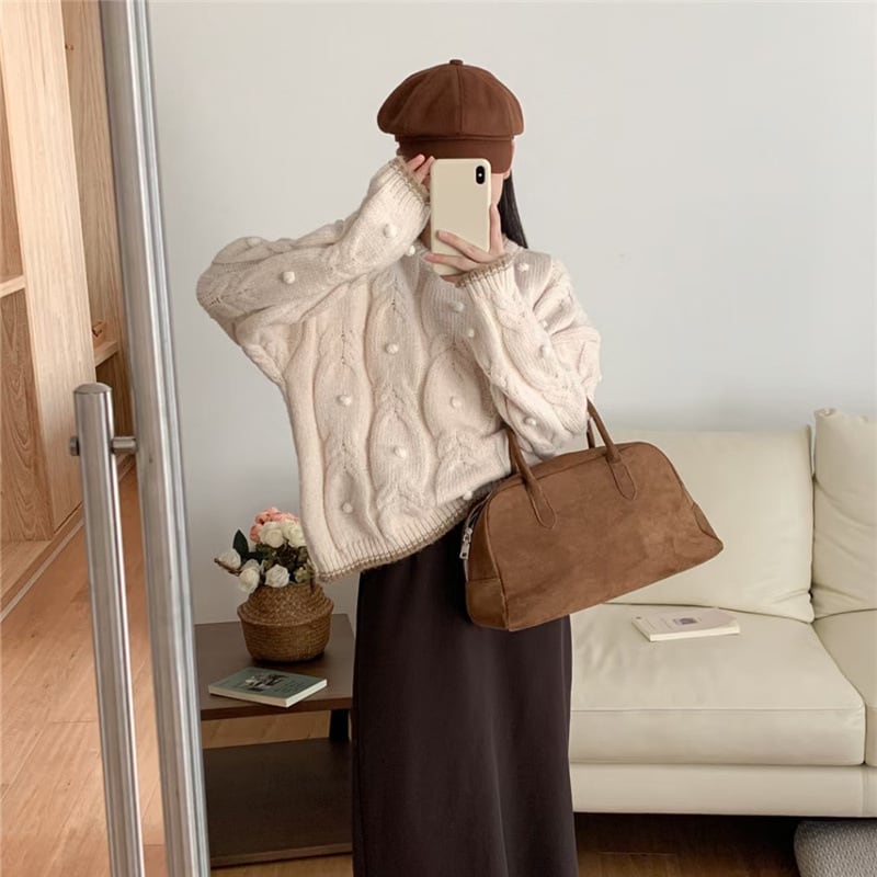 【tops】クルーネックニットセーター　M17982