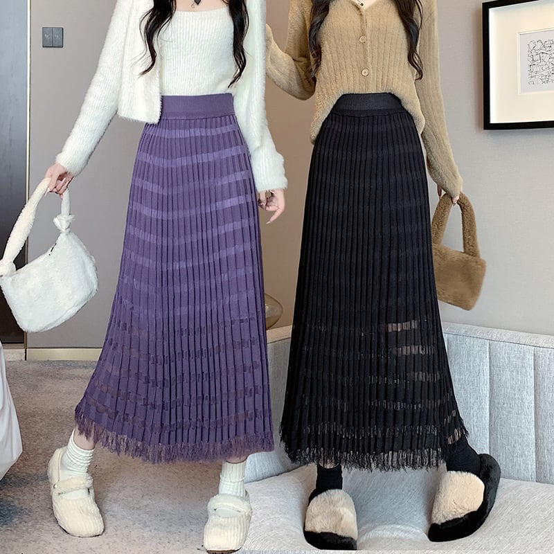 【bottoms】人気アイテム ! カットワークニットスカート　M17463