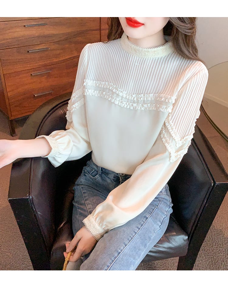 【tops】大人らしい スタンドネックシャツトップス　M17331