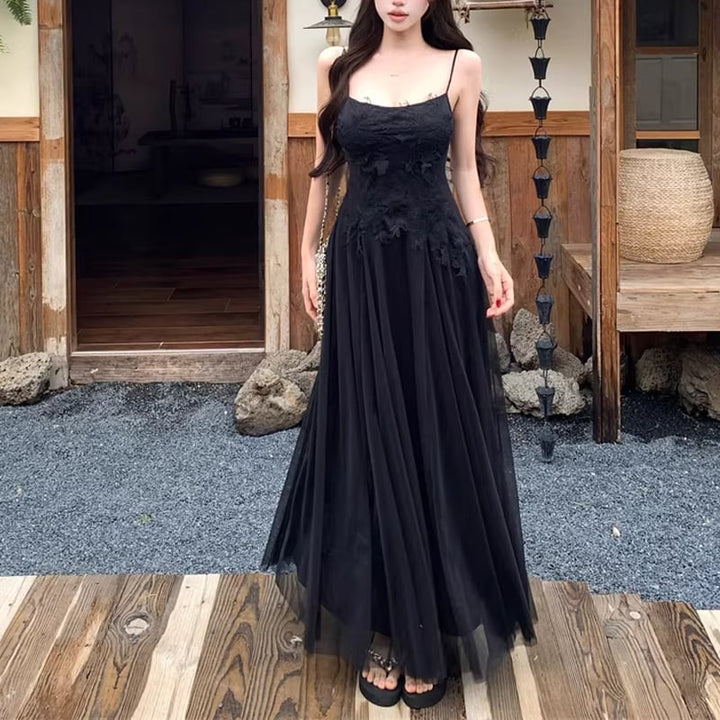【dress】レースロングキャミワンピース Q8208