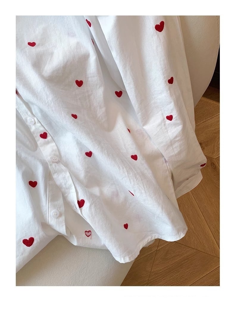 【tops】ハート柄シャツトップス　M29721