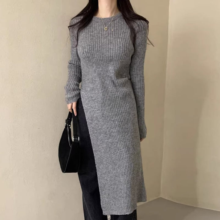 【dress】スリットニットワンピース　M18469