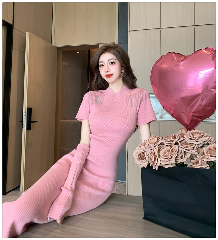 【dress】ニットワンピースアームカバー付き　M18252