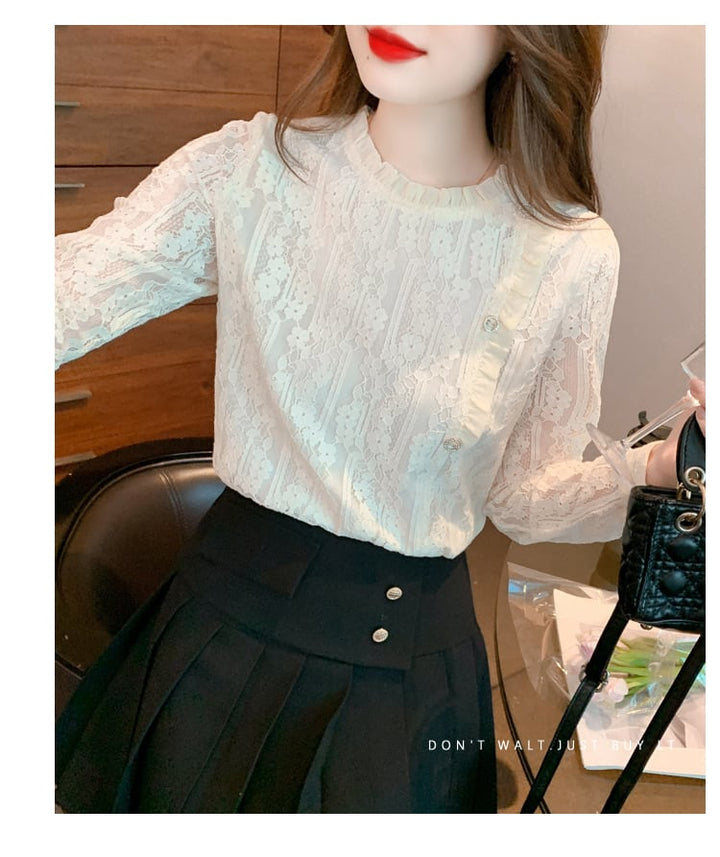 【tops】柔らかくて優しい印象レースシャツトップス　M17342