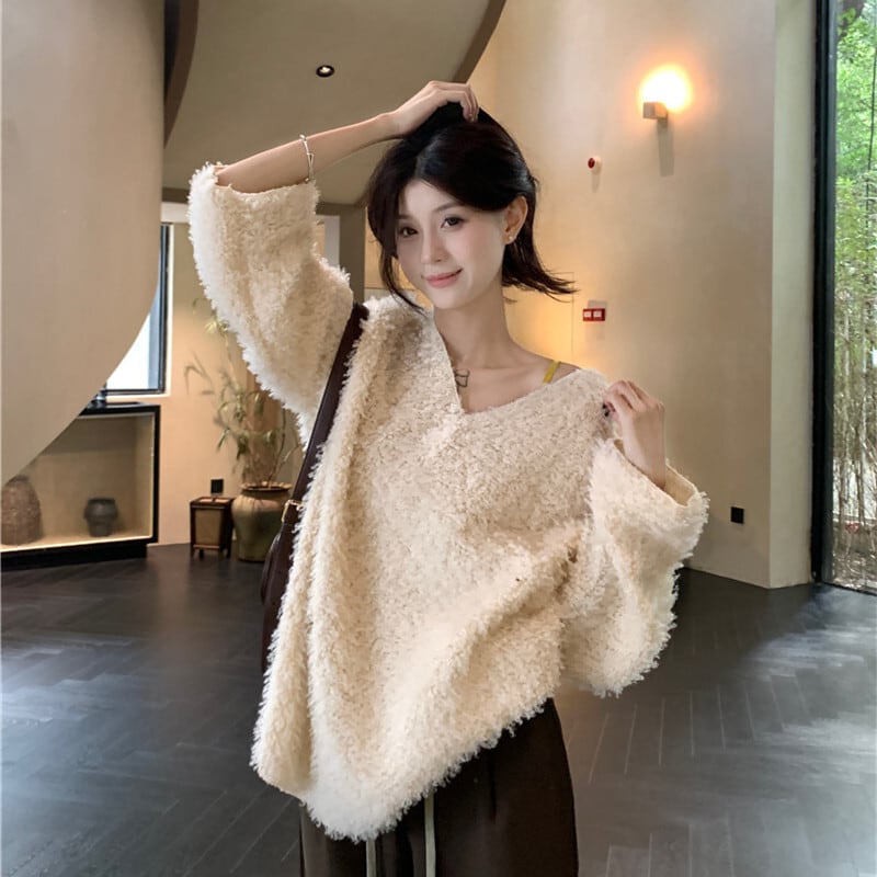 【tops】Vネックシャギープルオーバー　M26983