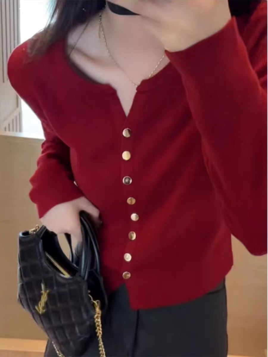 【outer】無地ニットカーデ　M26431