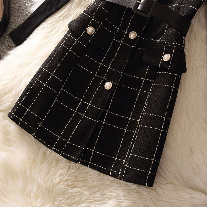 【set】ニットトップス×ベストワンピースセット Q8362