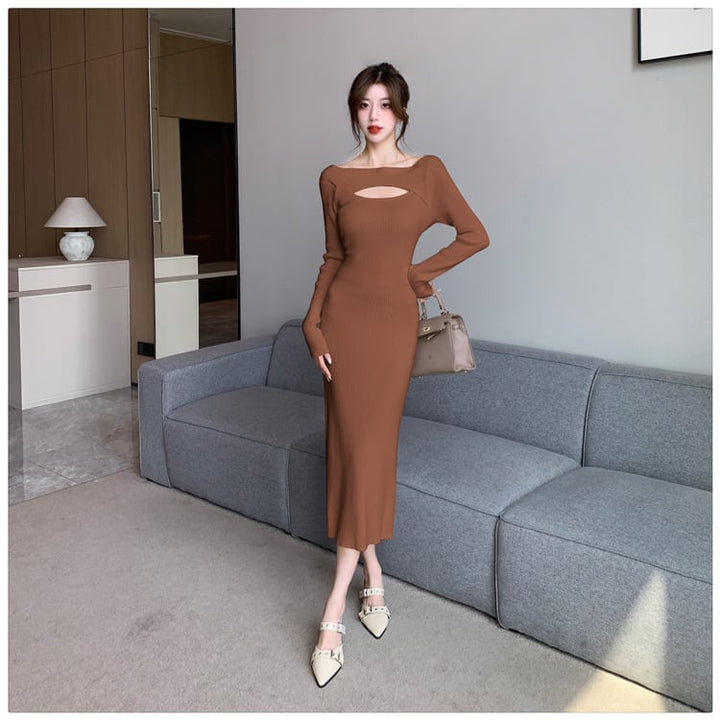 【dress】カットワークニットワンピース　M18008