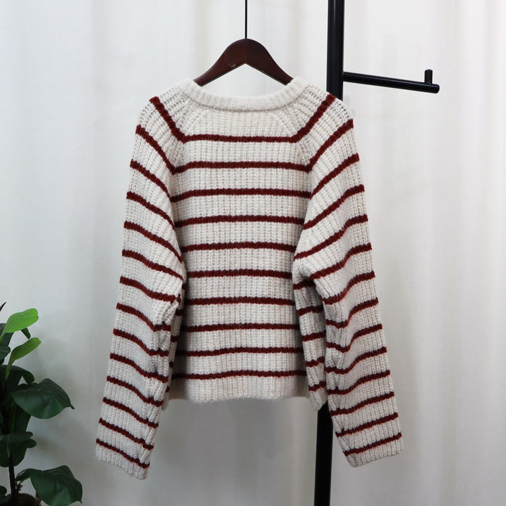 【outer】ボーダー柄ニットカーデ　M18750