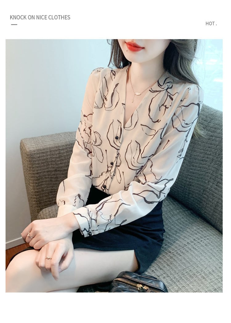 【tops】話題沸騰中 オシャレVネックシャツトップス　M17376