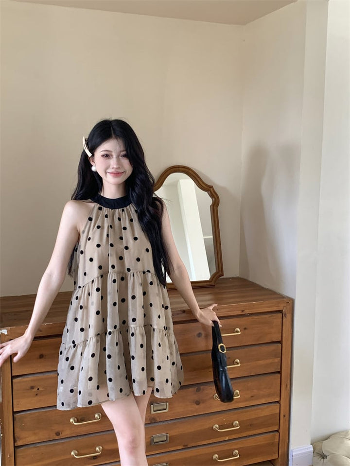 【dress】ノースリーブドット柄ワンピース　M24615