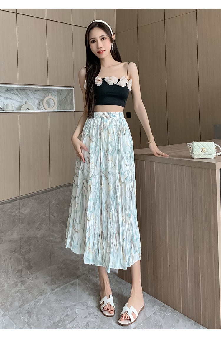 【bottoms】話題沸騰中 オシャレプリーツ花柄スカート　M17036
