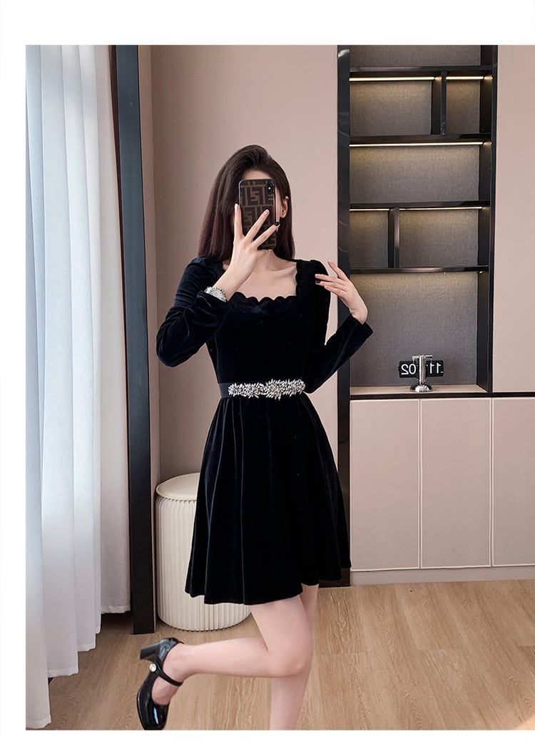 【dress】デートワンピースベルト付き　M17987