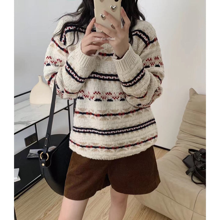 【tops】ジャカードニットセーター　M27796