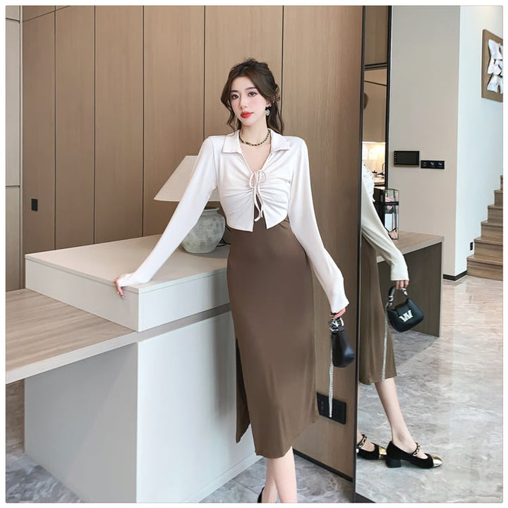 【dress】好感度UP切り替えスリットデートワンピース　M17625