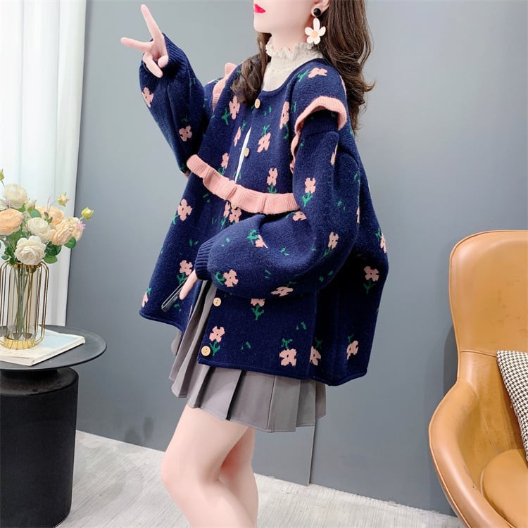 【outer】フリルニットカーデ　M26471