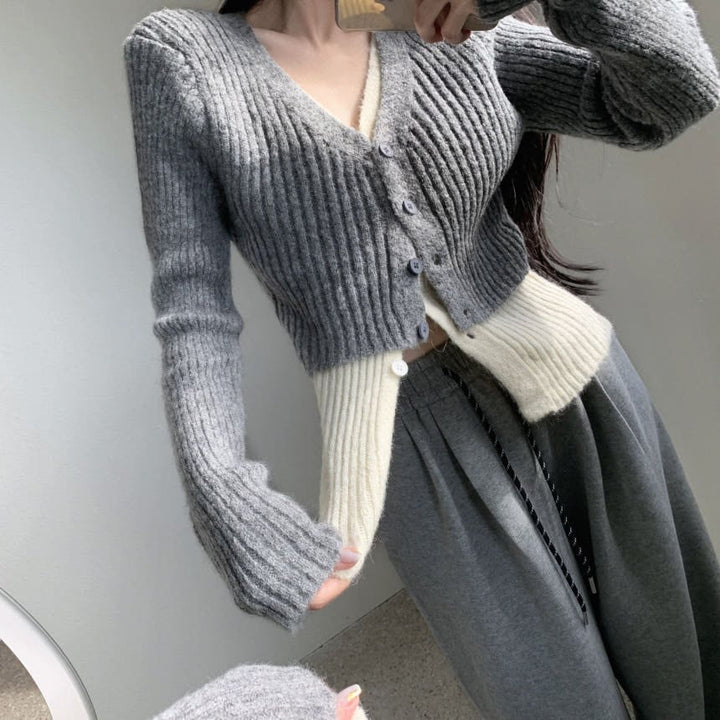 【outer】配色切り替えニットカーデ　M28679