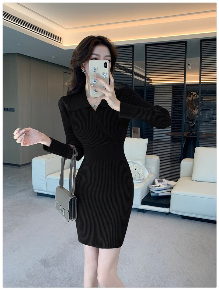 【dress】POLOネックニットワンピース　M28227