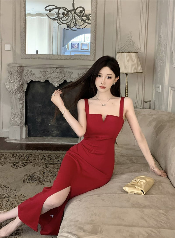 【dress】スリットキャミワンピース Q8084