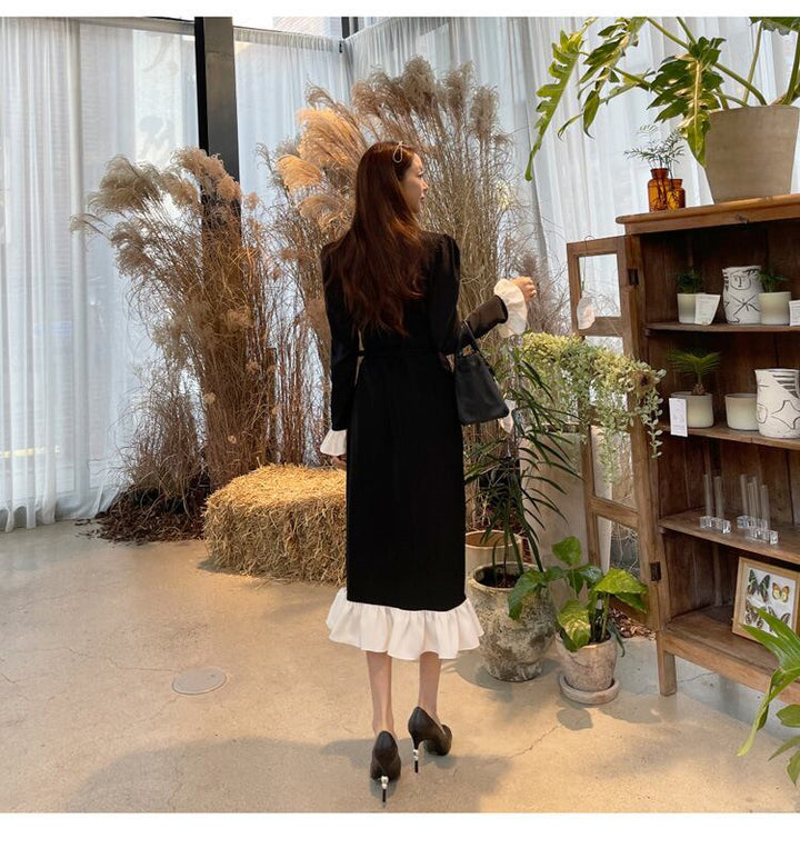 【dress】フリルドッキングワンピース　M18726