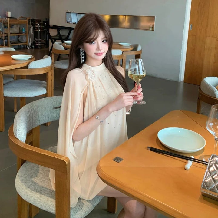 【dress】ケープデザインミニワンピース Q8522