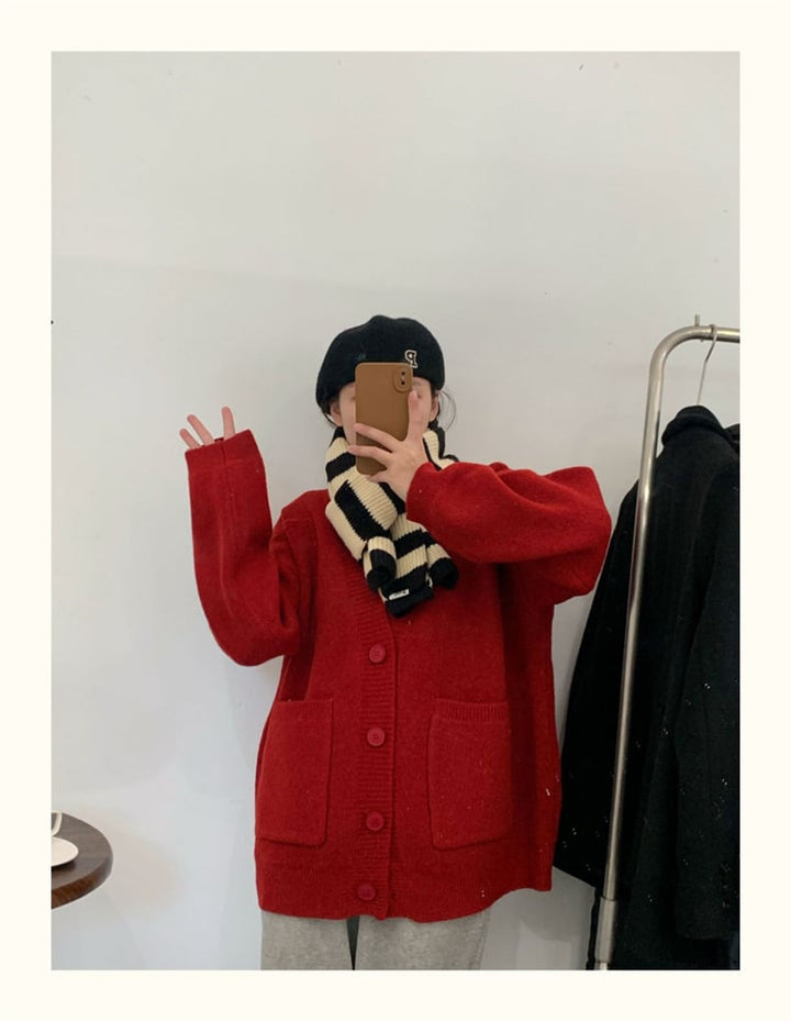 【dress】無地Vネックニットカーディガン　M17703