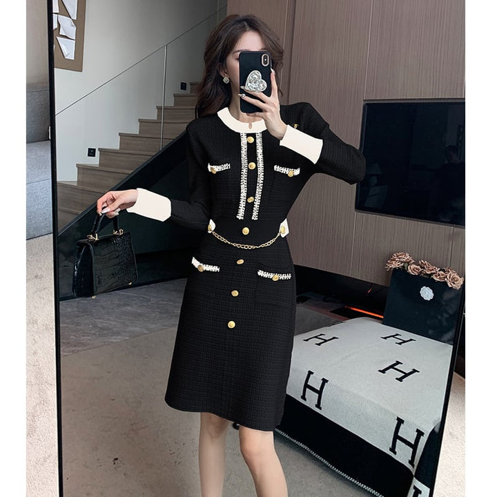 【dress】アウトポケットニットワンピース　M17902