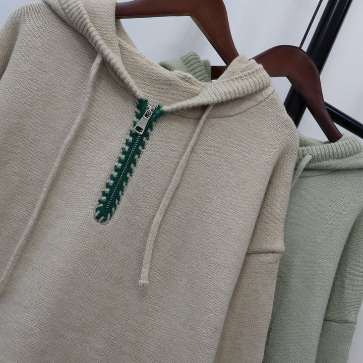【tops】フード付きニットセーター　M18341