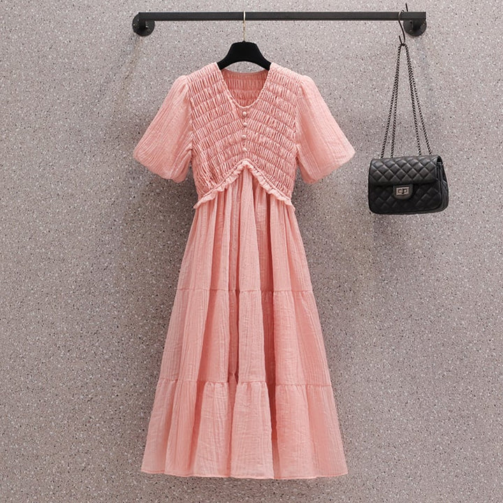 【dress】絶対欲しいVネックデートワンピース着瘦せ　M16958