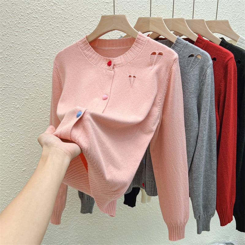 【outer】ボーダー柄デザインニットカーデ　M26815