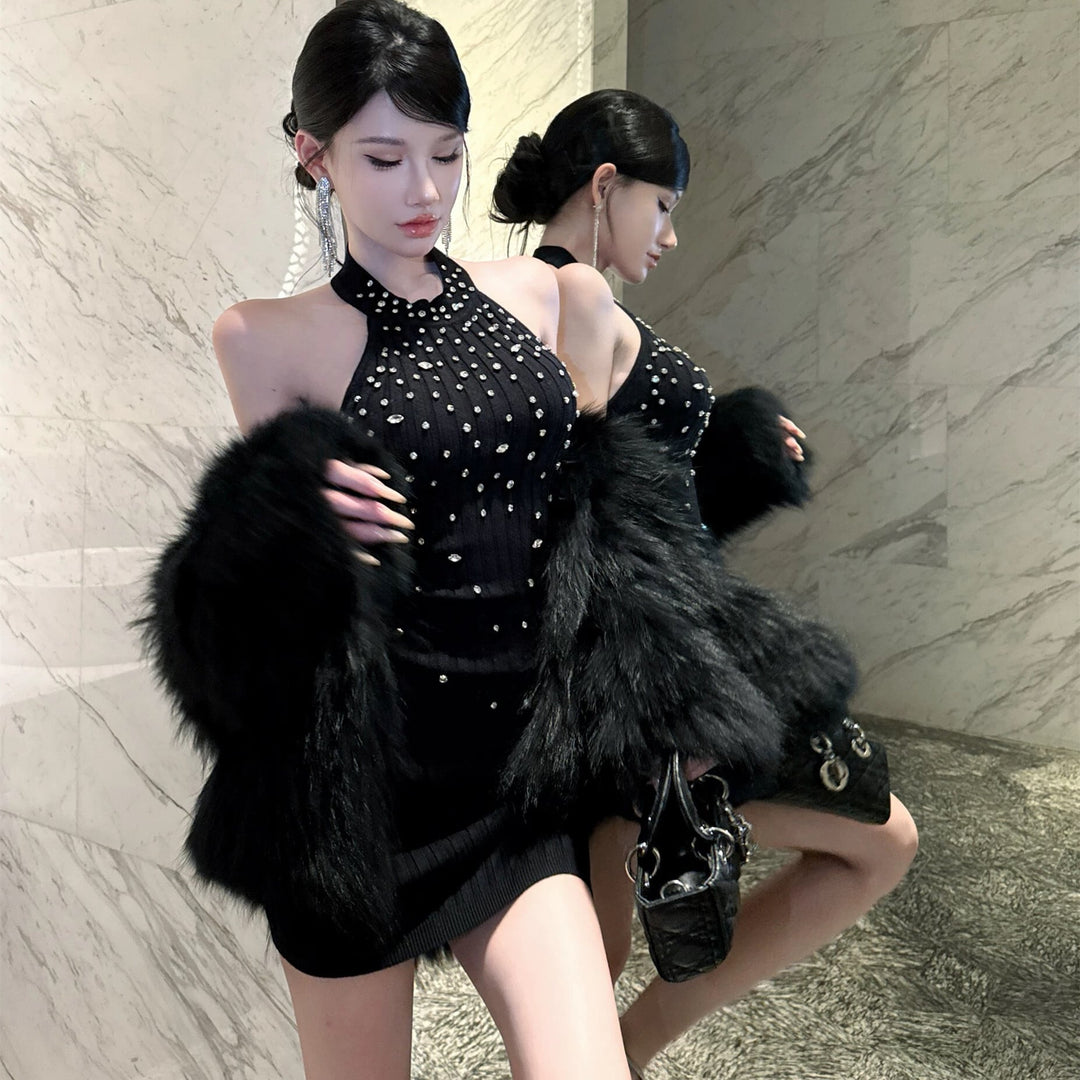 【dress】ビジュー付きミニワンピース　N3509
