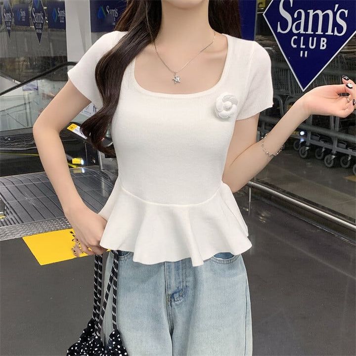【tops】立体フラワーニットトップス　M24585