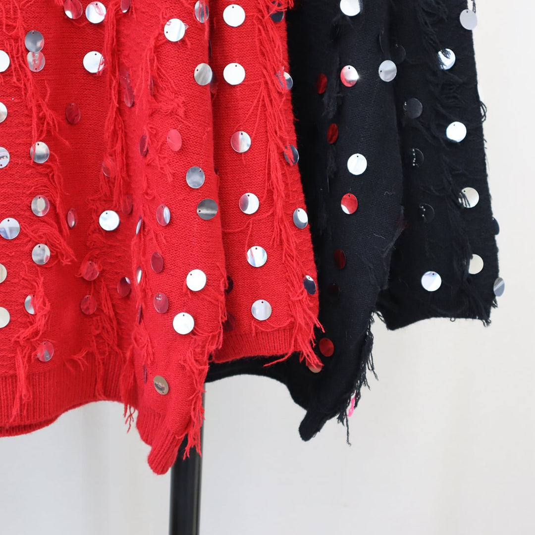 【tops】スパンコールニットセーター　M28126