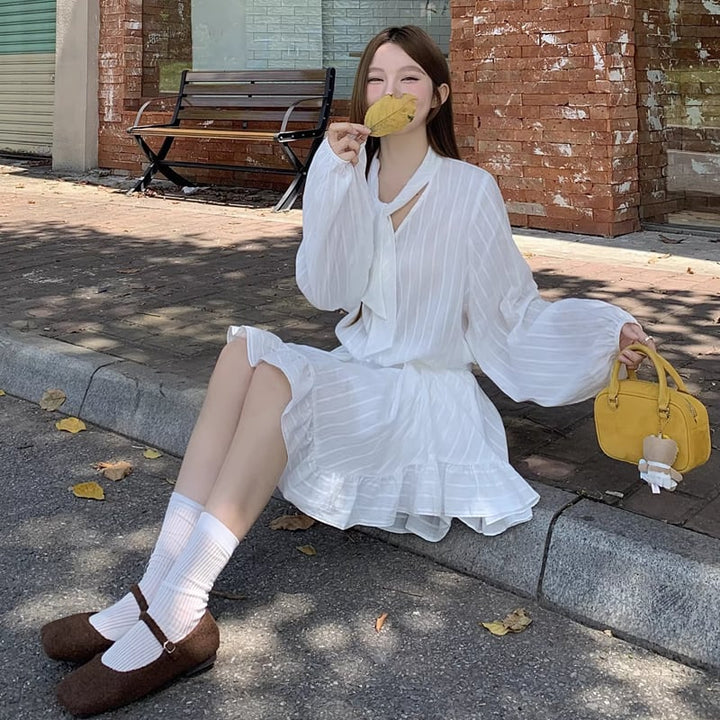 【dress】イレヘムフレアワンピース Q8095