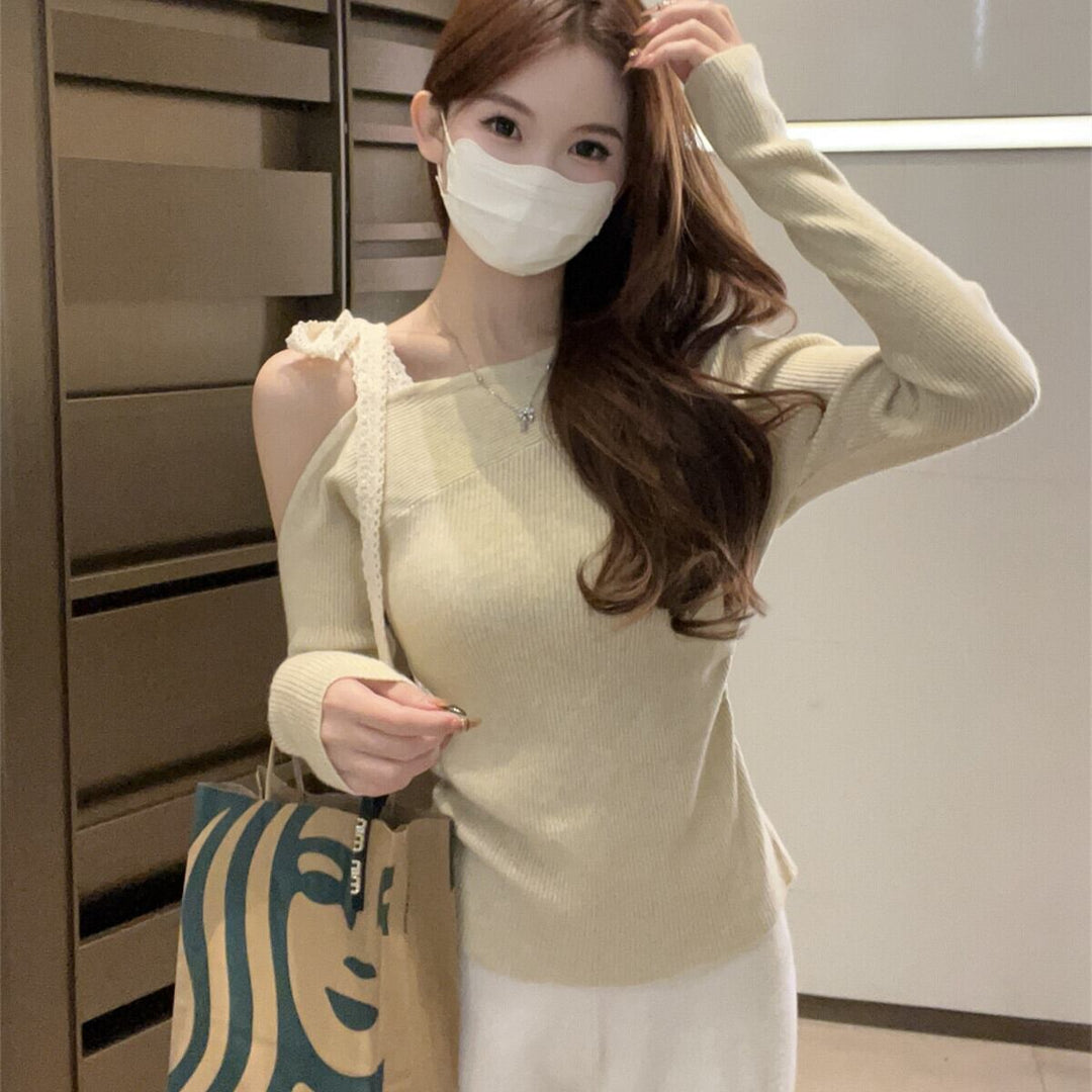 【tops】オフショルダーニットトップス　M27365