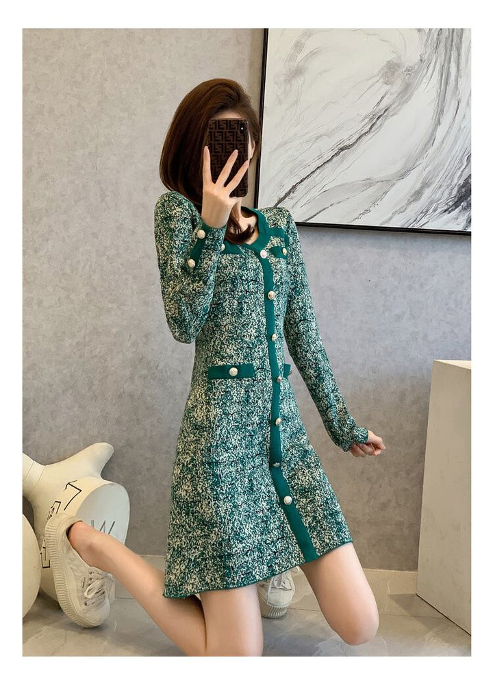 【dress】ニットワンピース着瘦せ人気デザイン　M17667