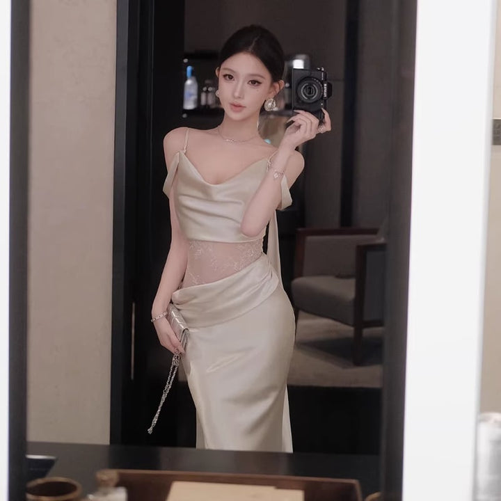 【dress】レースドッキングマーメイドワンピース Q8395