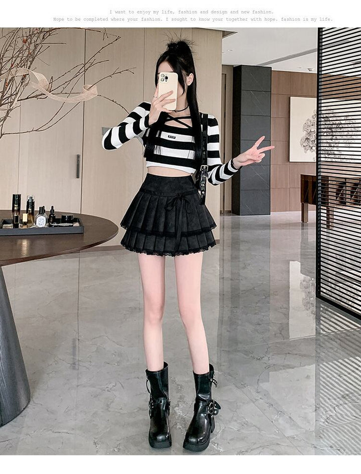 【bottoms】プリーツPUスカート　M27144