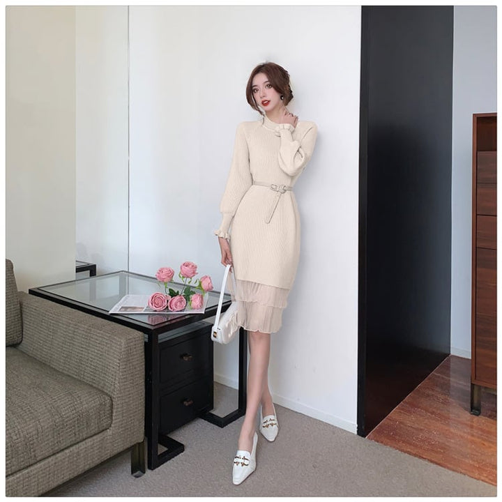 【dress】ドッキングニットワンピース　M18136