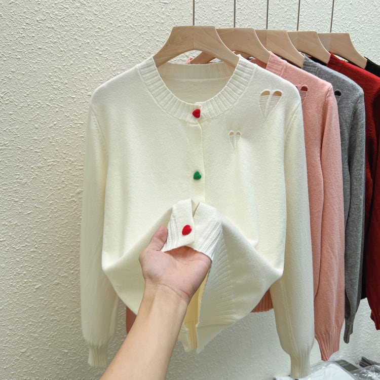 【outer】ボーダー柄デザインニットカーデ　M26815