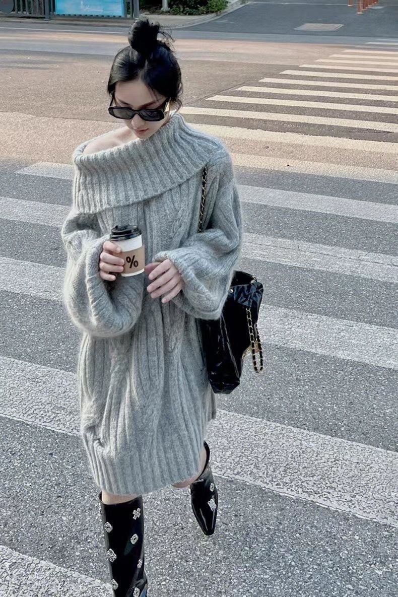 【dress】オフショルダーニットワンピース 　N2152