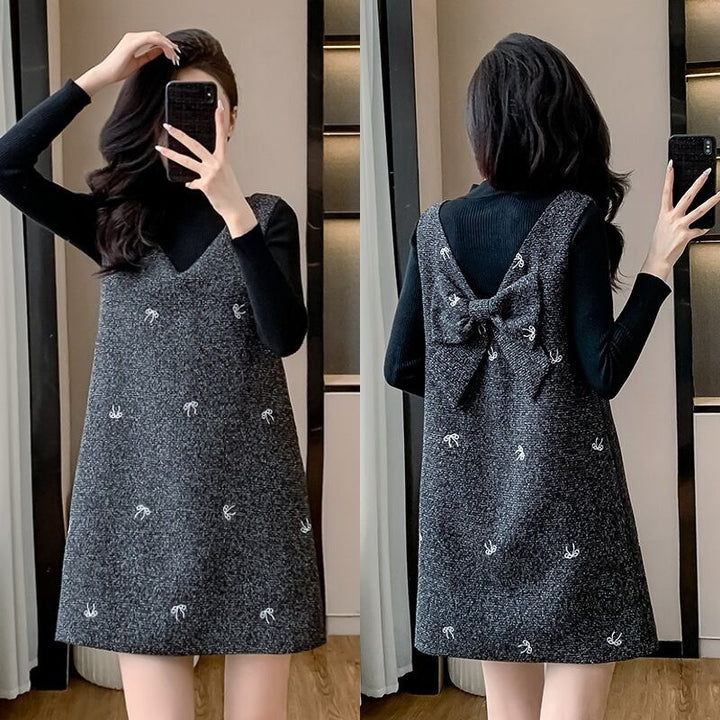 【set】ニットトップス×バックリボンワンピースセット　M28246