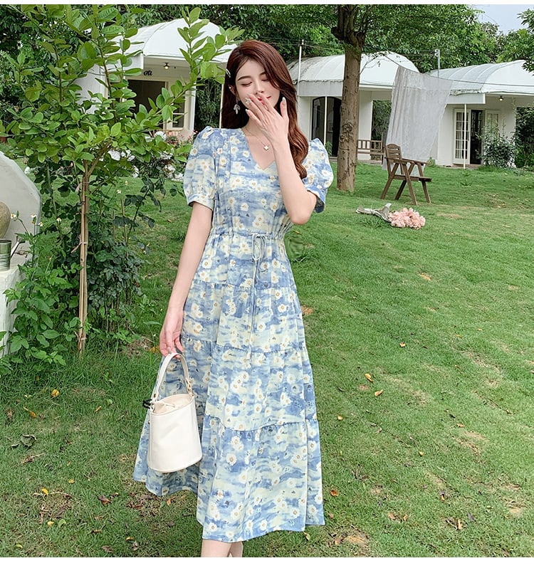 【dress】好感度UPエレガントパフスリーブワンピース　M16949