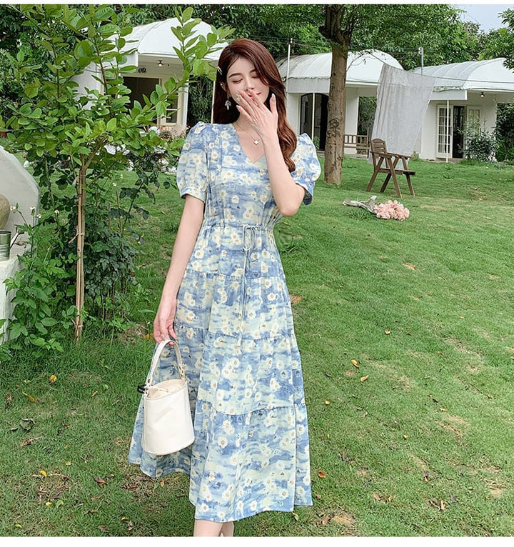 【dress】好感度UPエレガントパフスリーブワンピース　M16949