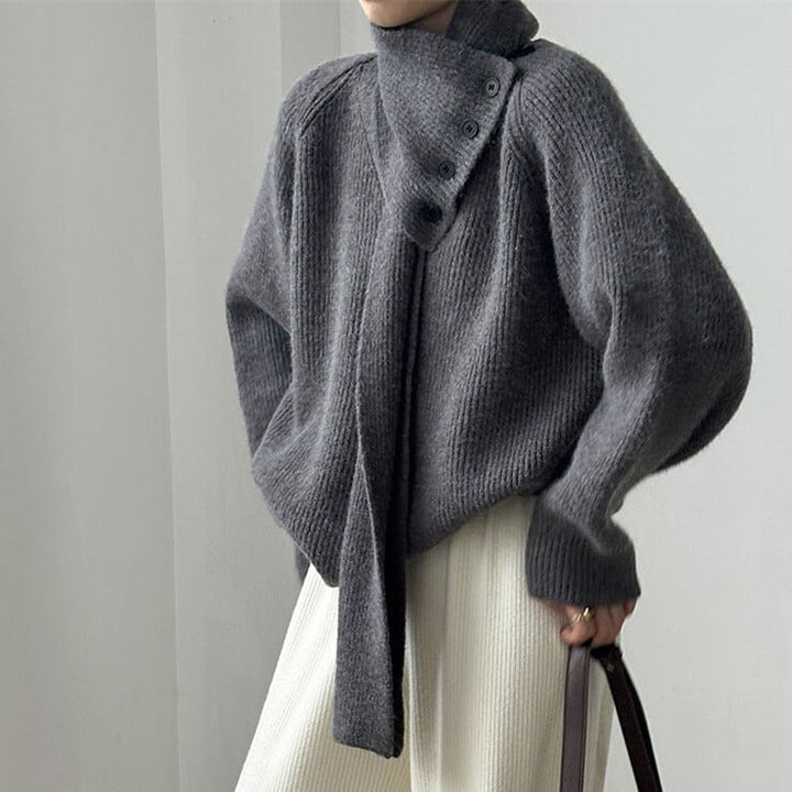 【tops】Vネックニットセーターマフラー付き　M28049