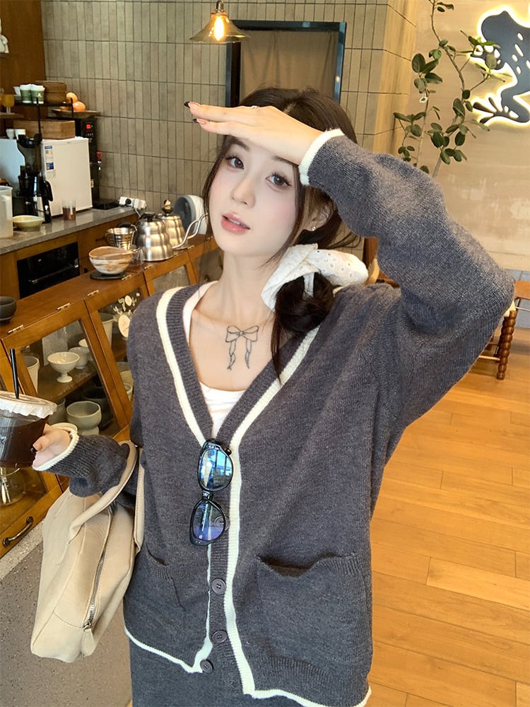 【set】ニットカーデ×ワイドパンツセット　M26984