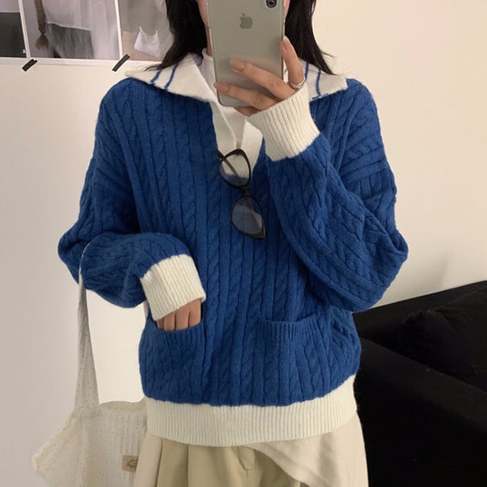 【tops】POLOネックニットセーター　M25841