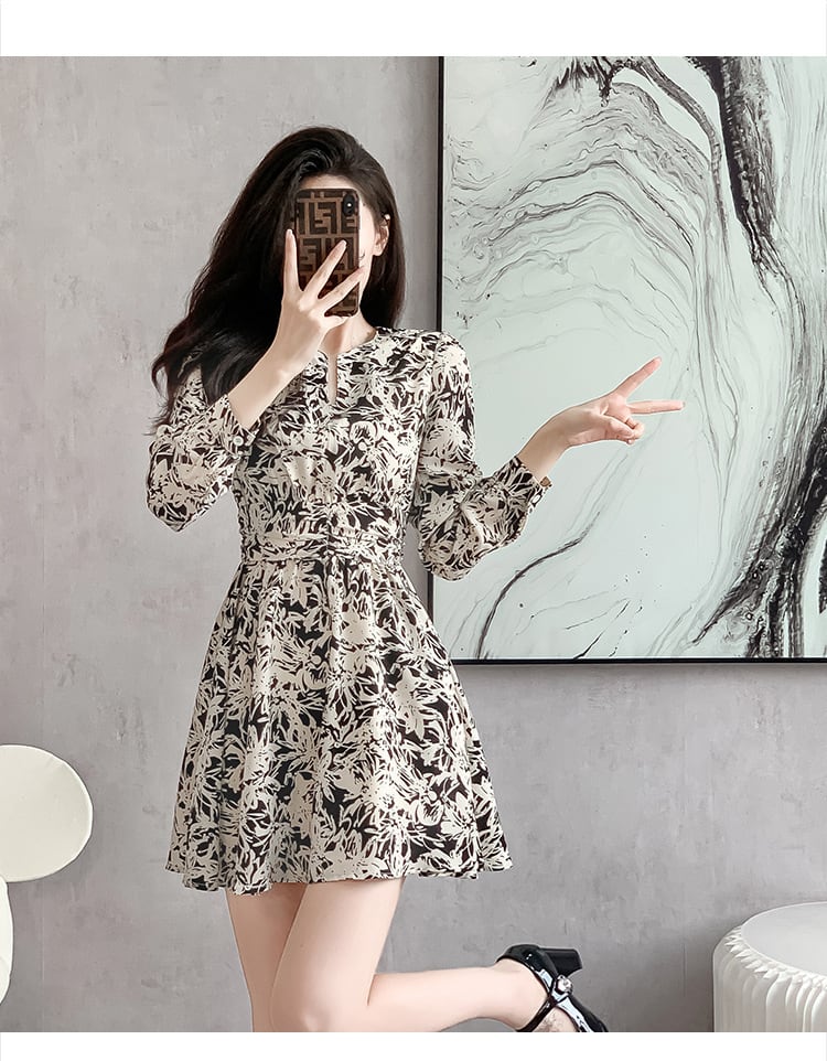 【dress】韓国系超人気スウィート花柄ワンピース着瘦せ　M17293